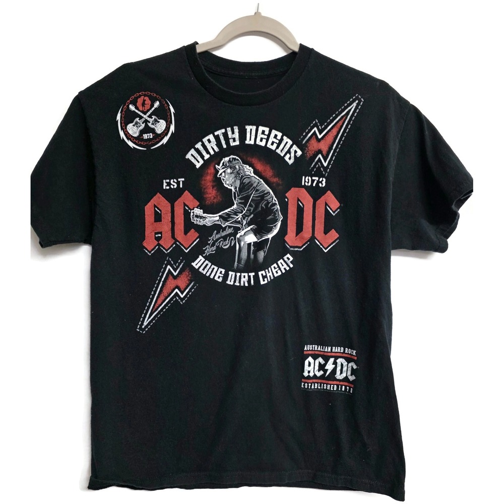 Liquid Blue Medium AC/DC Dirty Deeds Done Dirt Cheap Black Graphic Mens T-Shirt